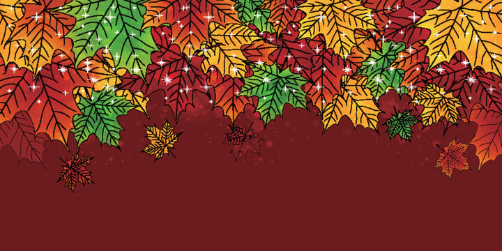 Colorful Autumn Maple Leaves Decorative Border Background