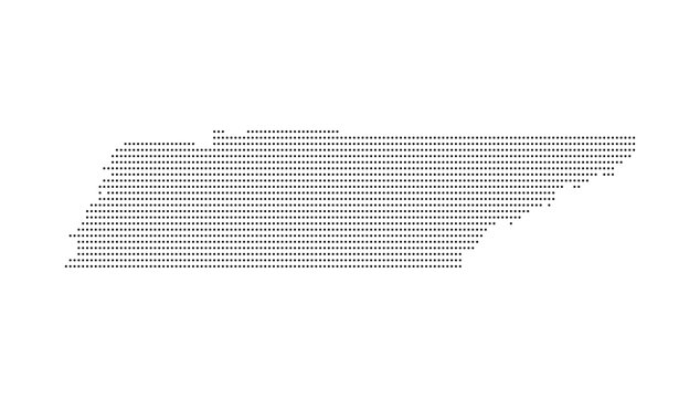 Tennessee Dotted Map Vector with Halftone Dot Pattern, State Outline, Geographic Border, USA State Territory Shape, United States Cartography Illustration for Travel, Atlas and Infographic Design