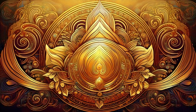 Pchum Ben Abstract Golden Spiritual Textures And Traditional Khmer Inspired Patterns