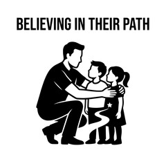 Naklejka premium Father Guiding Children on Their Life Journey Inspiring Hope and Support.