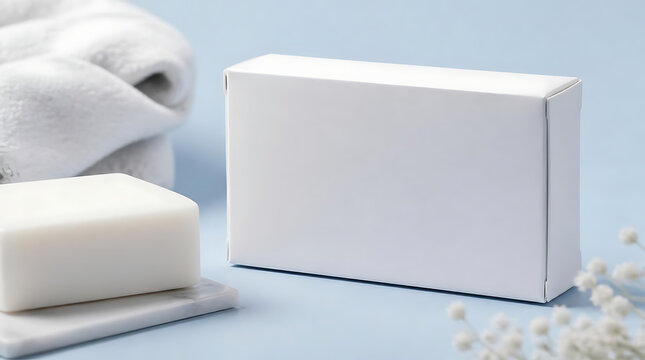 Blank white rectangular soap packaging box mockup.