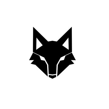 black and white Vector silhouette illustration of a fox head