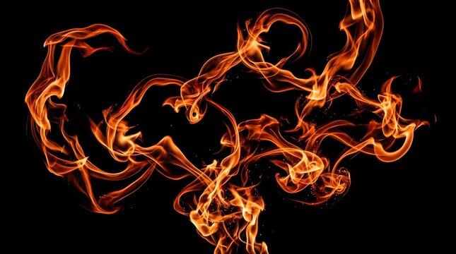 Dynamic Fire Flames Abstract on Black