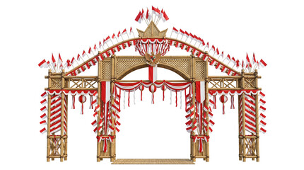 Fototapeta premium Traditional Indonesian bamboo gate for independence day with transparent background
