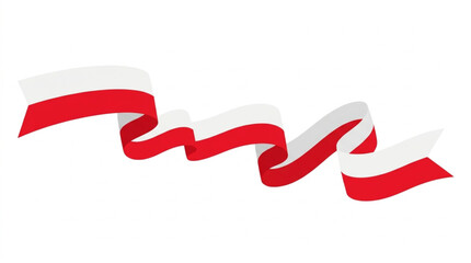 Obraz premium Waving red and white flag ribbon of Indonesia on white background 