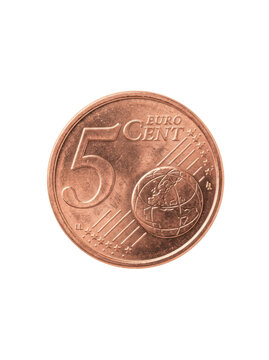 A Euro fifty cent coin is displayed on a png transparent. The coin features the number five, the word "Euro", and a stylized depiction of the European Union flag with stars and a map of Europe.