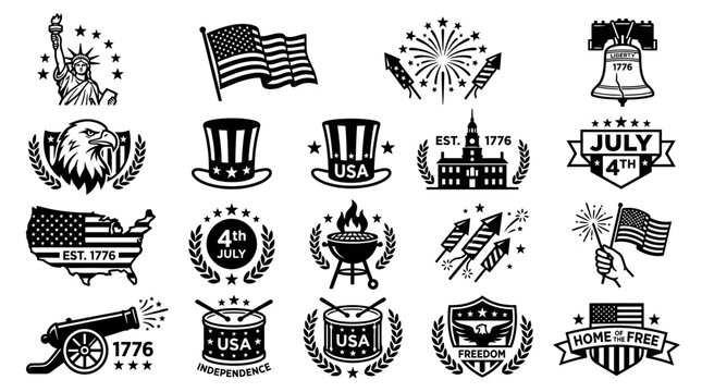 American Independence Day Patriotic Symbols.
