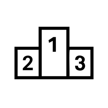 Black podium with numbered medals 1 2 3 - Minimalist black podium displaying three numbered positions for awards or competition ranking.