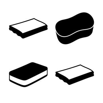 Four stylized black sponge shapes in flat design - Modern flat design vector illustration of four different black sponge shapes arranged neatly for a clean and minimal look.