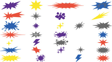 Comic book explosion effects sparkle and lightning bursts vector illustration collection © MSTRUBINA