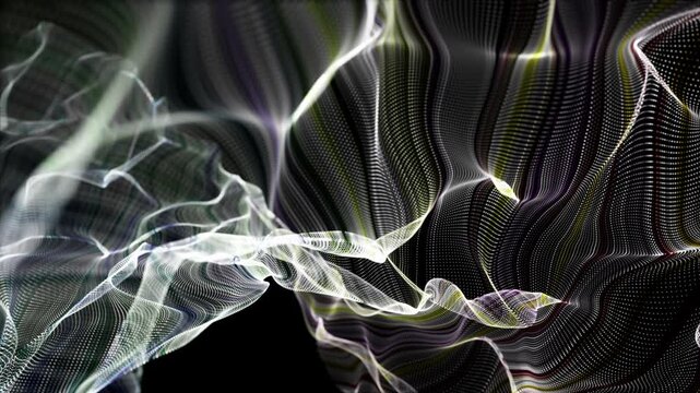 Fantastic video animation with particle wave object in slow motion, 4096x2304 loop 4K