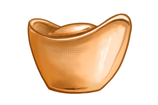Chinese sycee png sticker, yuan bao in gold, transparent background