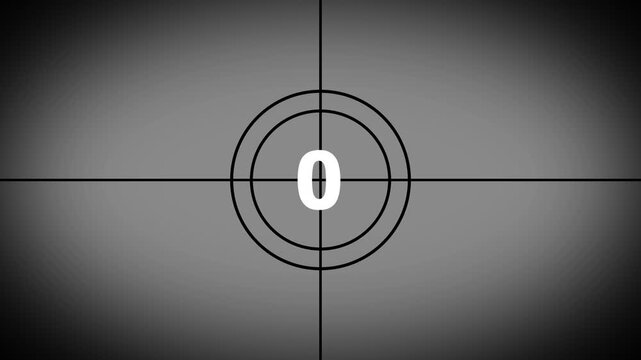 Movies start intro 0 1 2 3 4 5 count down with white back ground. Motion graphics of number countdown concept on 4k Animation.