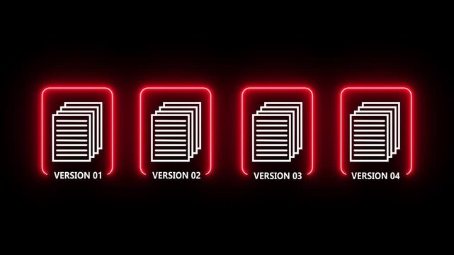 Document version control concept on the black background. Revision history and change ,online document controlling of 4k motion graphics animation video..
