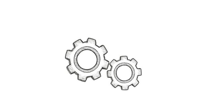 Two Interlocking Mechanical Cogwheel Gears Isolated on a Minimalist White Background for Technical Concepts