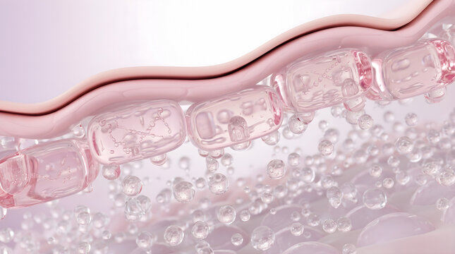 Specialized cellular capsules release repairing dna elements into the deeper dermal tissues. Enhances biological renewal for a flawlessly smooth texture. 3D rendering.
