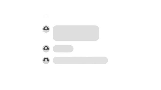 Abstract Message Chat Feed Interface Wireframe with User Profile Icons