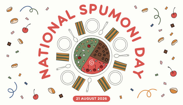 Decorative illustration celebrating national spumoni day with colorful ice cream slices