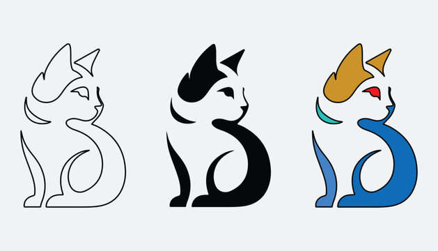 Minimalist cat logo vector illustration icon for creative branding design