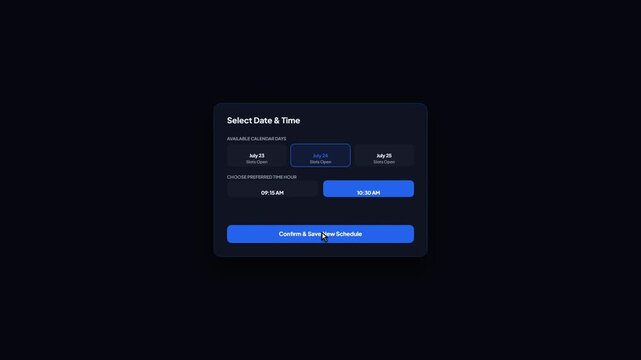 Business Consulting Appointment Reschedule Approved Confirmation Message UI Animation Loop Dark Mode