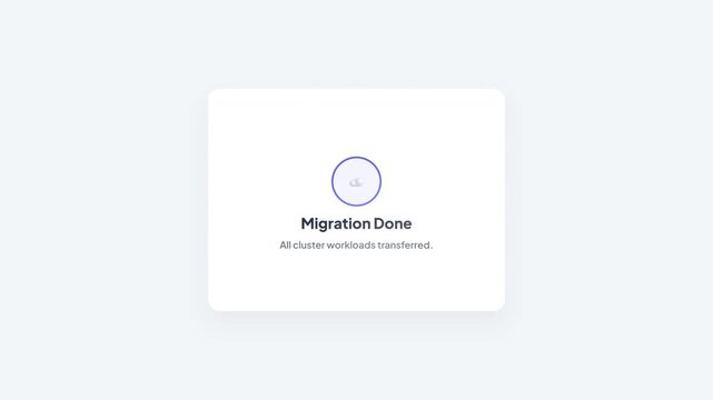 Cloud Migration Progress and Workload Transferred Complete Pop-up Screen Motion Graphic
