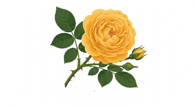 Elegant Yellow Rose Vector Illustration