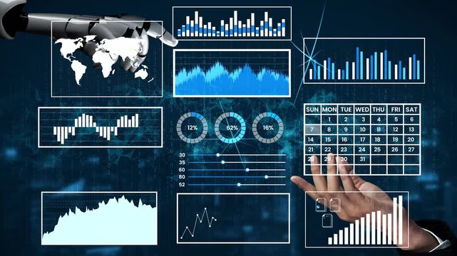 Advanced Data Analytics Display with Monitoring Tools and Graphs Visualizing Trends in Modern Business Environment Gluon.