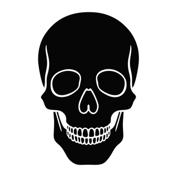Black and white skull icon