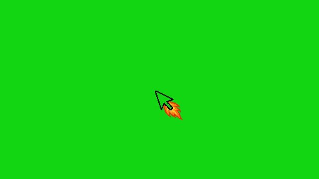 Fast moving rocket mouse cursor on green screen. 4K Video
