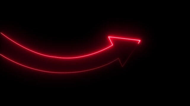 Glowing neon Business operational changes. Businessperson tapping a rising arrow.4k video