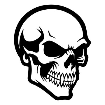 Black and white skull icon