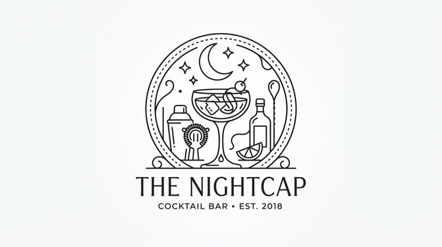 The Nightcap Cocktail Bar Logo - A Chic and Modern Design for a Stylish Evening Experience