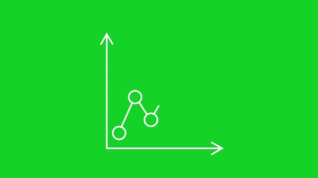 White line graph and magnifying glass checkmark animation on green background, business growth, data analysis, financial auditing, or market success