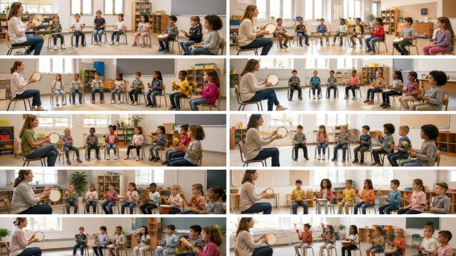 Elementary Music Teacher Leading Children
