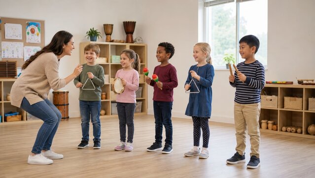 Music Teacher Leading Children