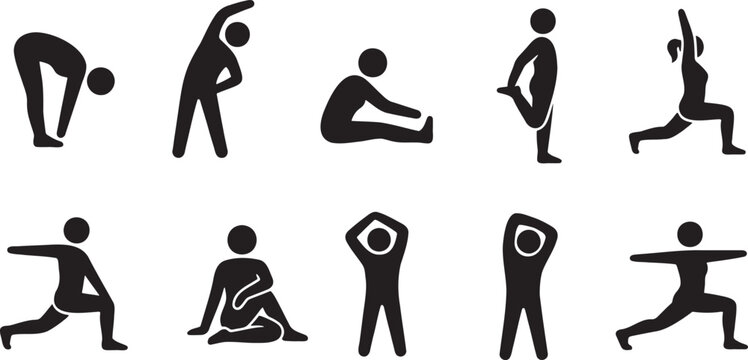 Different yoga poses and body flexibility stretching exercises