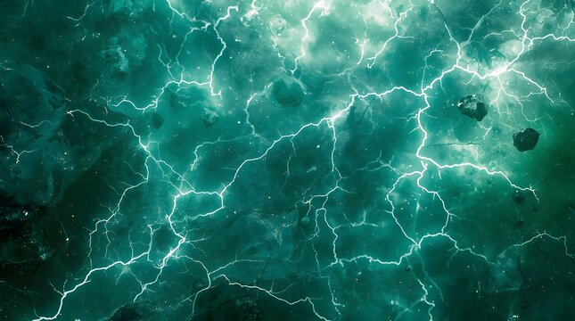 Mystical dark translucent jade stone texture with vibrant cyan glowing lightning patterns, abstract background