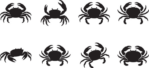 Marine crabs silhouettes walking and posing in various angles © HM