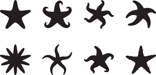 Obraz premium Ocean starfish silhouettes varying in shapes arms and textures