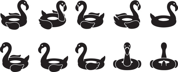 Fototapeta premium Inflatable swan and flamingo pool float luxury resort icons