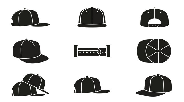Collection of baseball cap designs.
