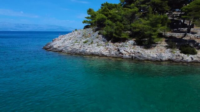People swimming in crystal clear adriatic sea in jelsa, croatia