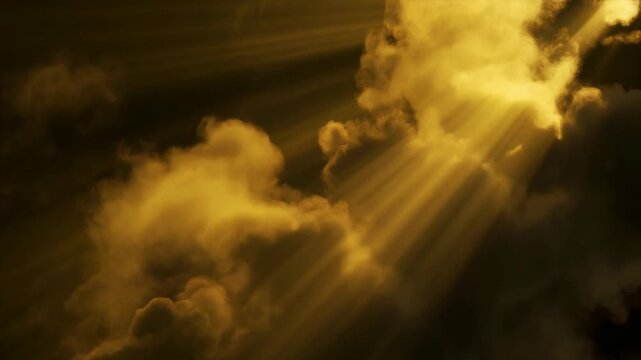 Golden Light Rays Through Dark Clouds 4K Generative AI