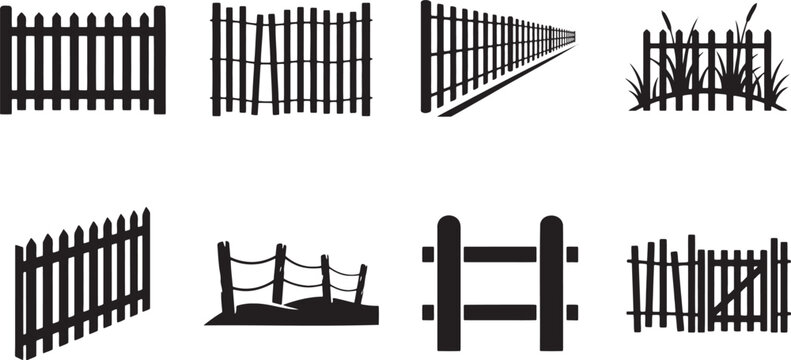 Wooden garden fences picket railings and security boundary structures