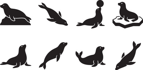Marine fur seals arctic sea lions and floating iceberg wildlife © HM