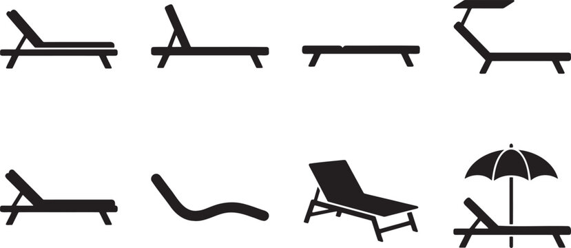 Beach recliners lounge deckchairs and outdoor patio furniture