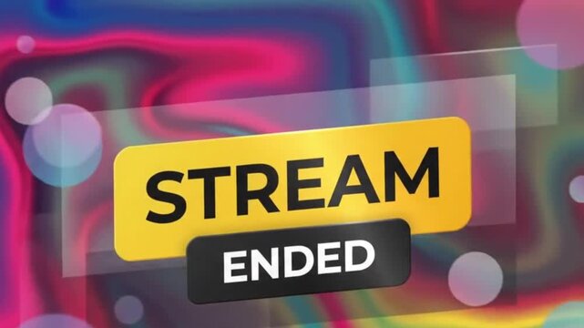 Colorful fluid stream ended overlay screen with abstract gradient liquid animation background.