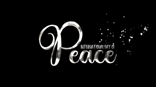 International day of peace typography on sleek black background perfect for global events, social media, banners, and print materials.