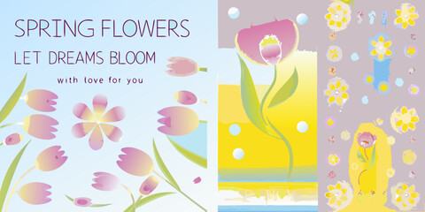 spring flowers with soft gradients vector illustration pastel colors flower art seasonal design nature theme botanical graphic dreamy mood romantic feel greeting card © Sanjit