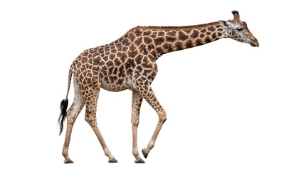 Walking giraffe transparent PNG isolated safari animal cutout for wildlife design, zoo education, nature clipart © creativestock